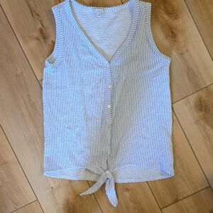 Green Envelope Blue and White Striped Tank Top